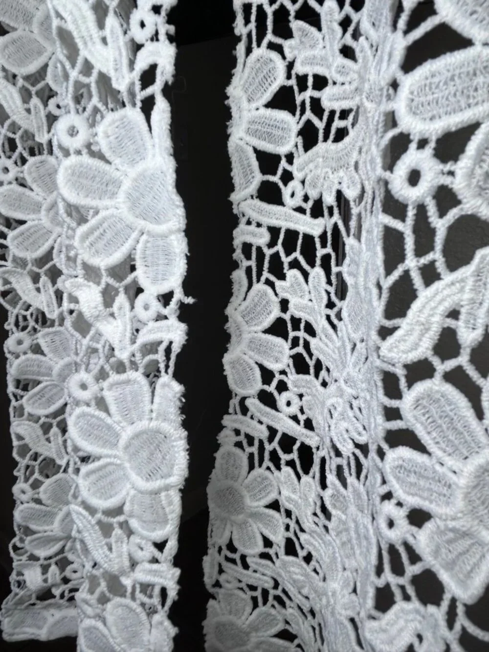 White Floral Crochet Knit Scarf/Sarong/Belt Customizable Styling Cotton Blend